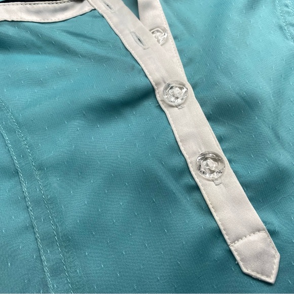 Soundgirl Blue Green Turquoise Y2K 90s Vintage Top‎ w/ White Satin Tie - Size 0 - Picture 4 of 4